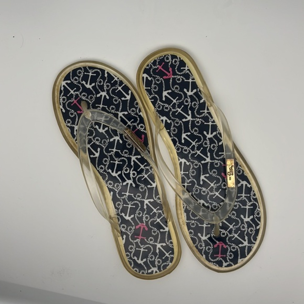 Lilly Pulitzer Shelly Jelly‎ Sandal Flip Flop Slip-on Ahoy Anchor Size 6